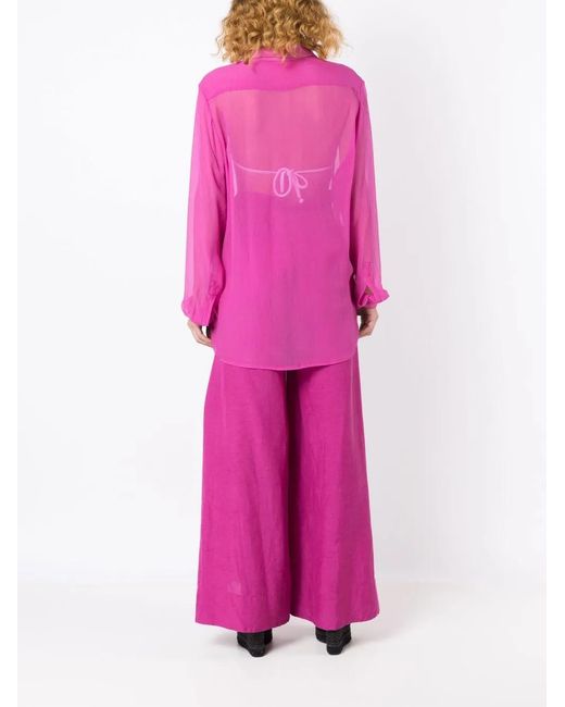 Amir Slama Pink Long-Sleeved Sheer Shirt