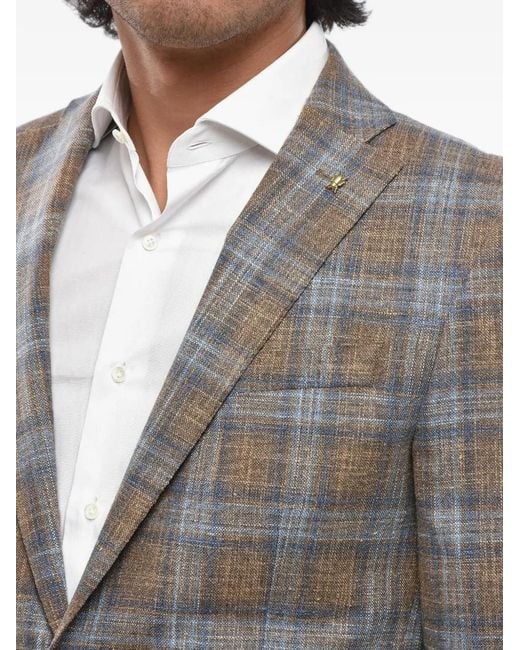 Corneliani Gray Checked Single-Breasted Blazer for men