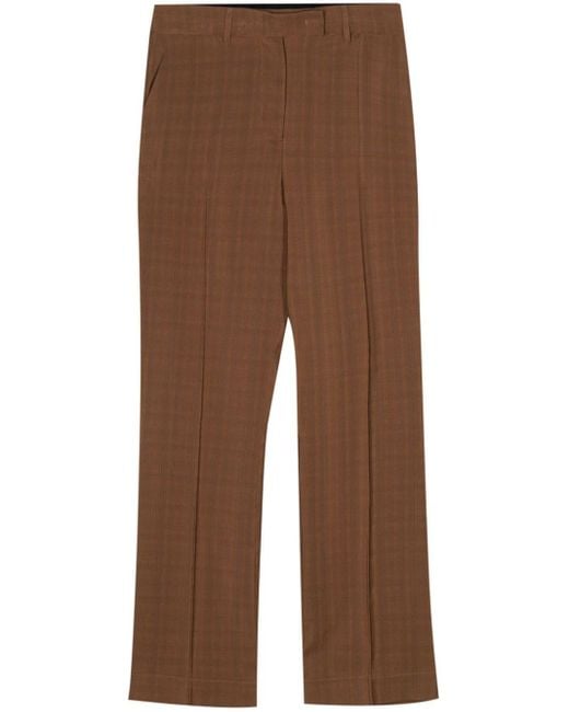 Semicouture Brown Tartan Straight Trousers