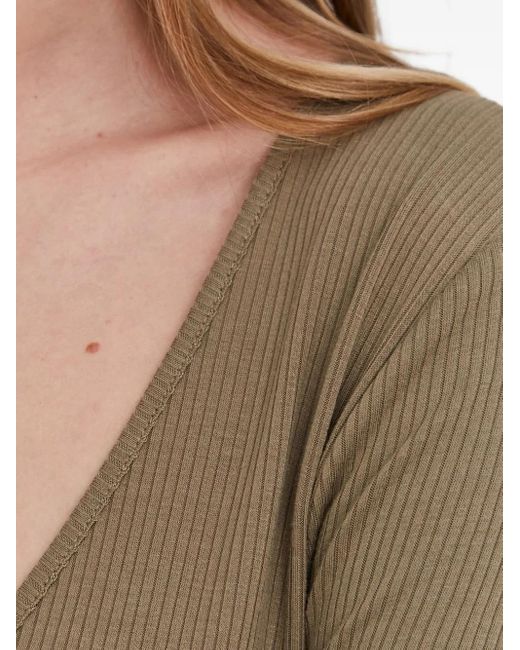 Samsøe & Samsøe Green Ribbed V-Neck Maxi Dress