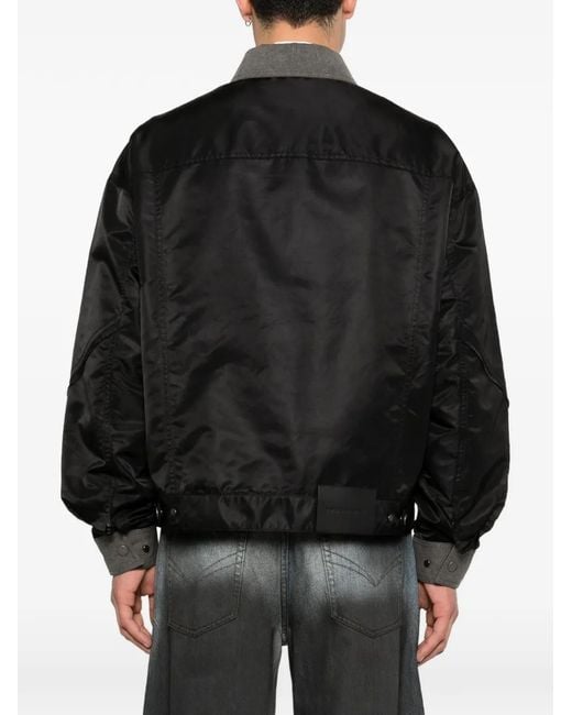 Feng Chen Wang Black Button-Details Bomber Jacket for men