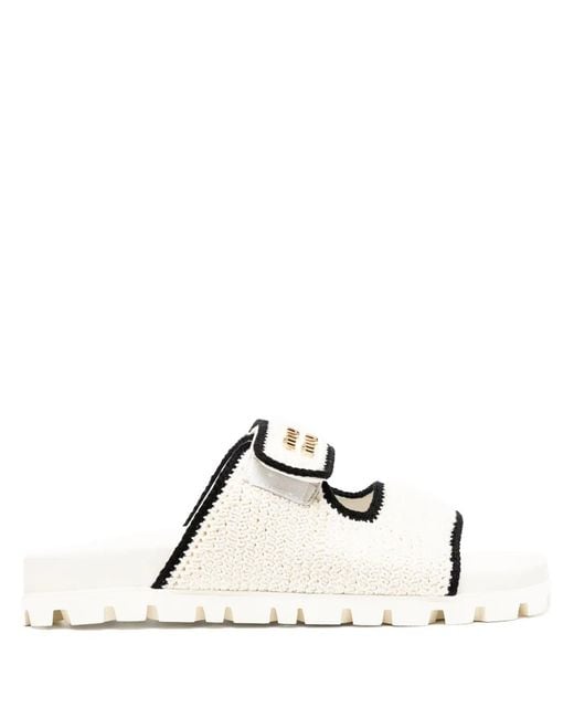 Miu Miu Natural Logo Crochet Sandals