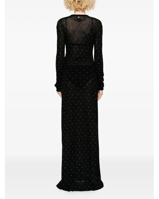 Rabanne Black Studded Long-Sleeve Maxi Dress