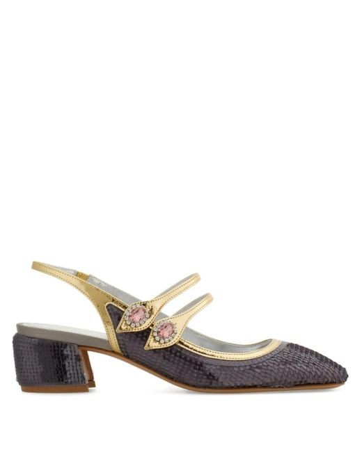 Ferragamo Metallic 40Mm Sequin-Embellished Slingback Pumps