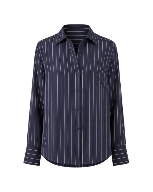 Patrick Assaraf Blue Stripe-Pattern Silk Shirt