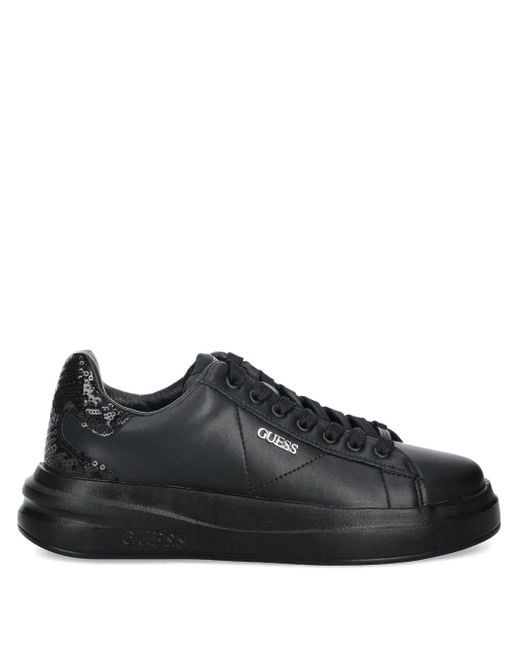 Guess Black Sequinned-Heel Low-Top Sneakers