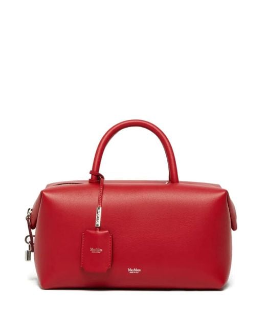 Max Mara Red Holdallm Leather Tote Bag