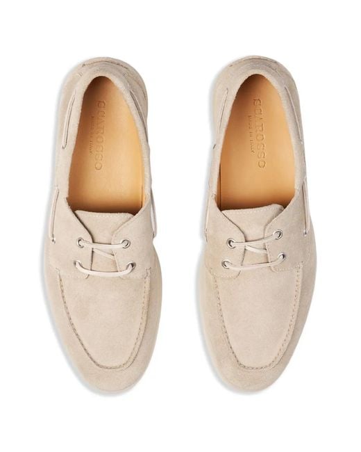 Scarosso White Lio Boat Shoes for men