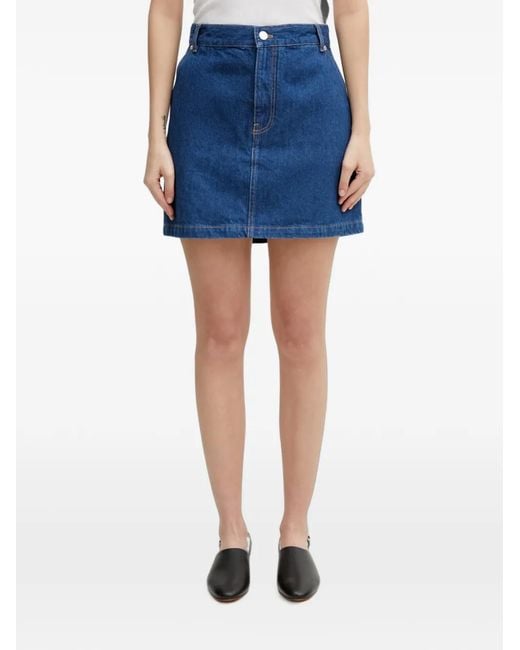 Maison Kitsuné Blue Logo-Patch Mini Skirt