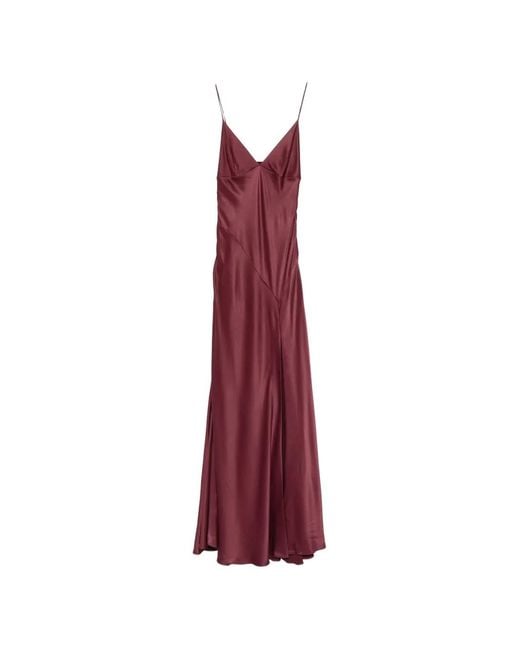 Alberta Ferretti Purple Side-Slit V-Neck Maxi Dress