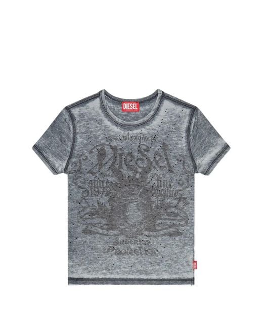 DIESEL Gray Cotton Blend T-Shirt