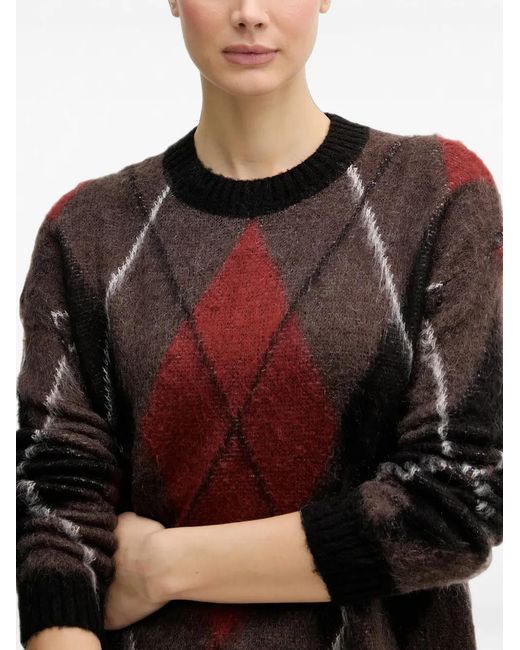 Sisley Red Argyle Knitted Sweater
