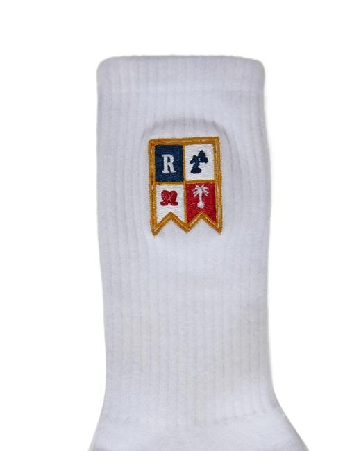 Rhude White Harbor-Crest Socks for men