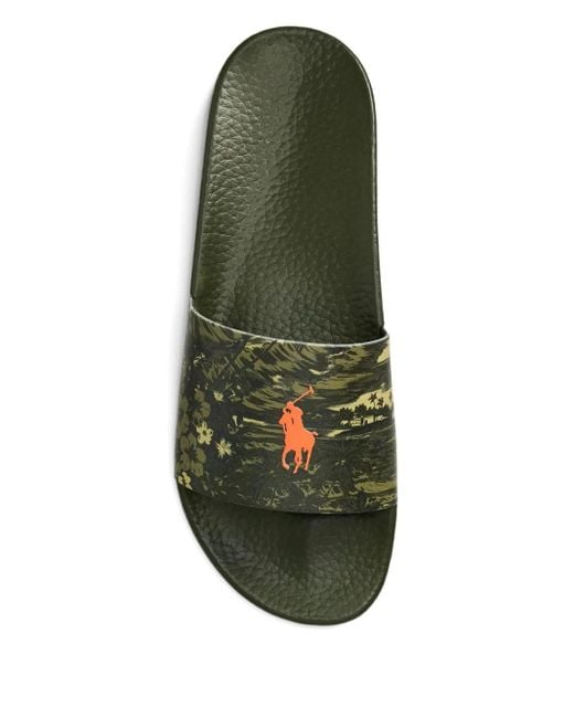 Polo Ralph Lauren Green Printed Slides for men
