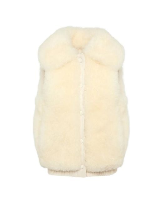 Yves Salomon White Gilet À Boutonnière