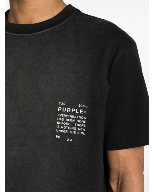 Purple Brand Black Slogan-print Cotton T-shirt for men