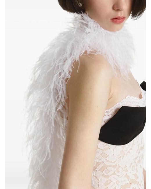 2310 STUDIO White Écharpe Bordée De Plumes