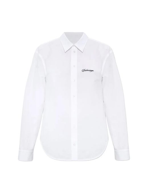 Balenciaga White Logo-Detail Cotton Shirt