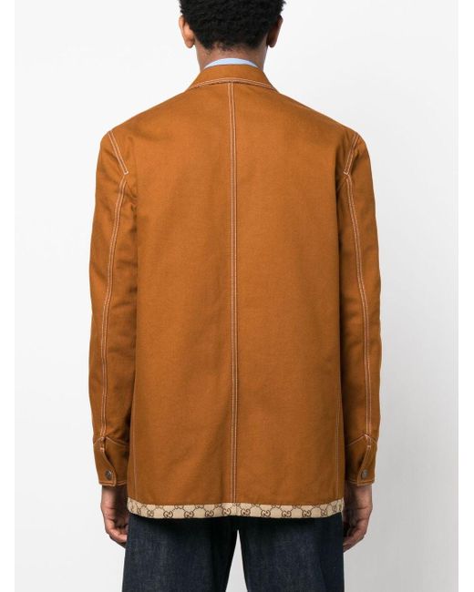 Gucci Brown Monogram-pattern Reversible Jacket for men