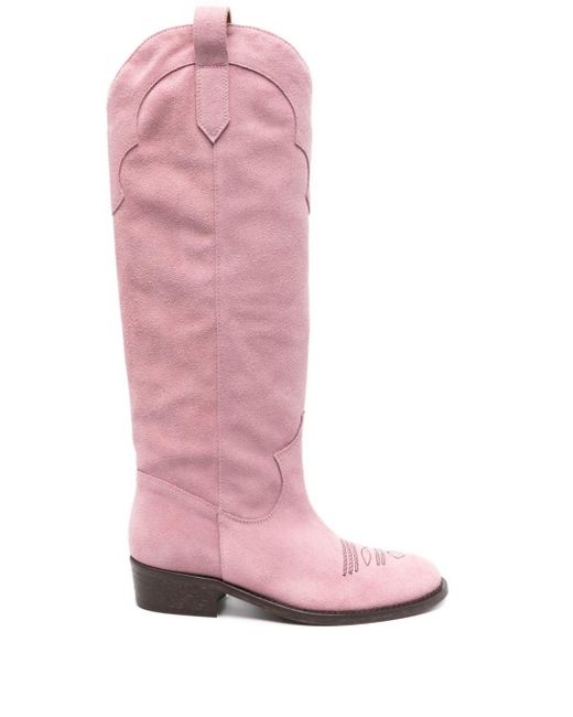 Via Roma 15 Pink 35mm Suede Boots