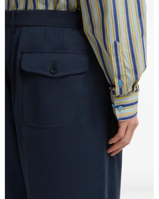 Marni Blue Satin Wide-Leg Trousers for men