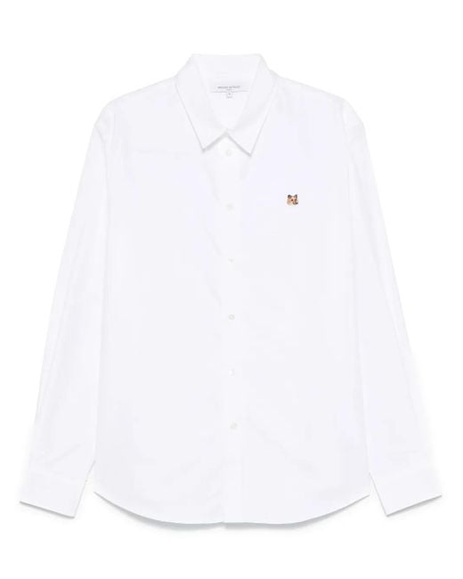 Maison Kitsuné White Fox Head Cotton Shirt for men