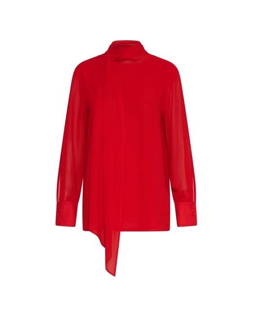 Marella Red Tie-Neck Long-Sleeved Top
