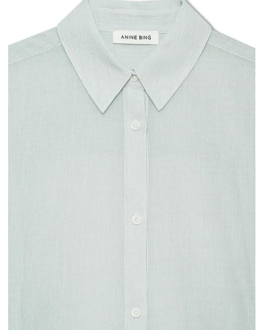 Anine Bing Blue Plaza Striped Shirt