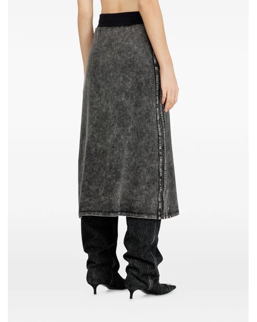 DIESEL Gray Fleece Cotton Skirt With Side Bands