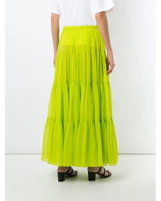 Valentino Garavani Yellow Tiered Maxi-Skirt