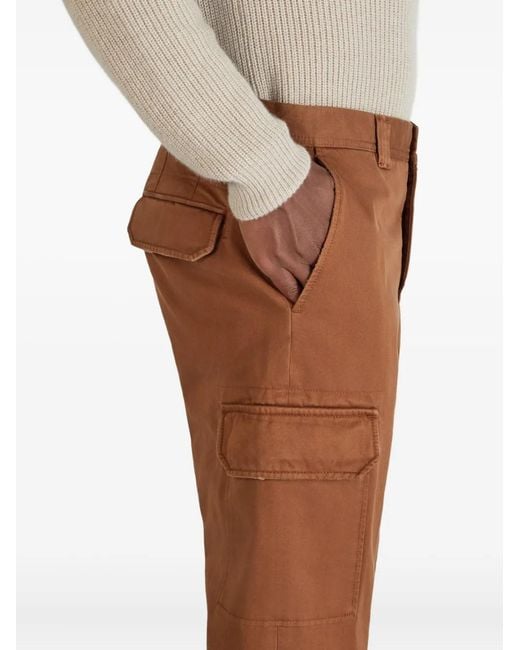 Slowear Brown Cargo-Pocket Cotton Trousers for men