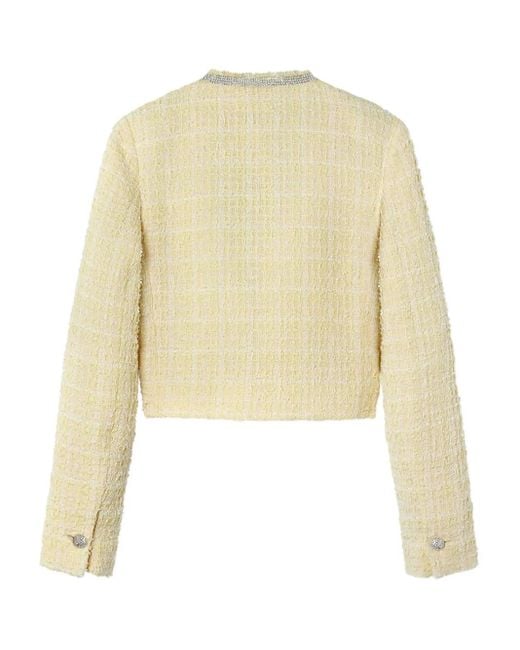 Versace Natural Crystal-Embellished Tweed Jacket