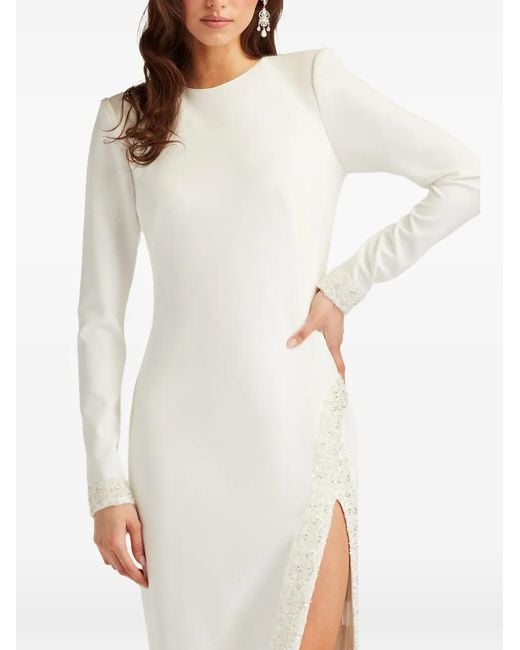 Tadashi Shoji White Beaded Split Dress