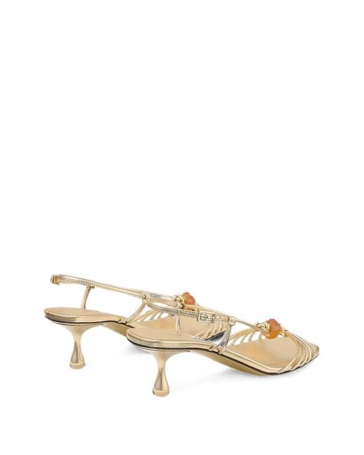 Jimmy Choo Natural Lova 50-Metallic Nappa-Leather Sandals With Beads