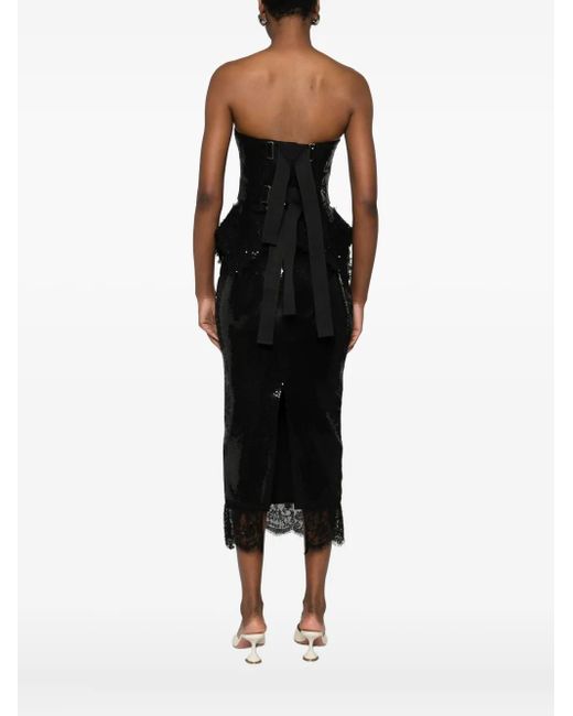 Nissa Black Sequin Peplum Top