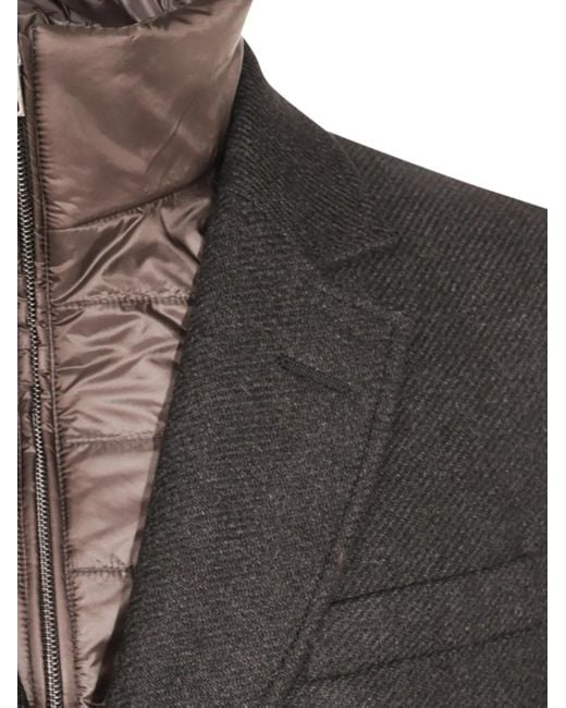 Herno Gray Single-Breasted Layered Coat for men