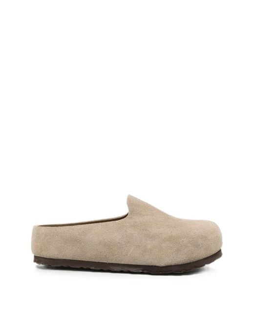 Birkenstock White Amsterdam Suede Mules