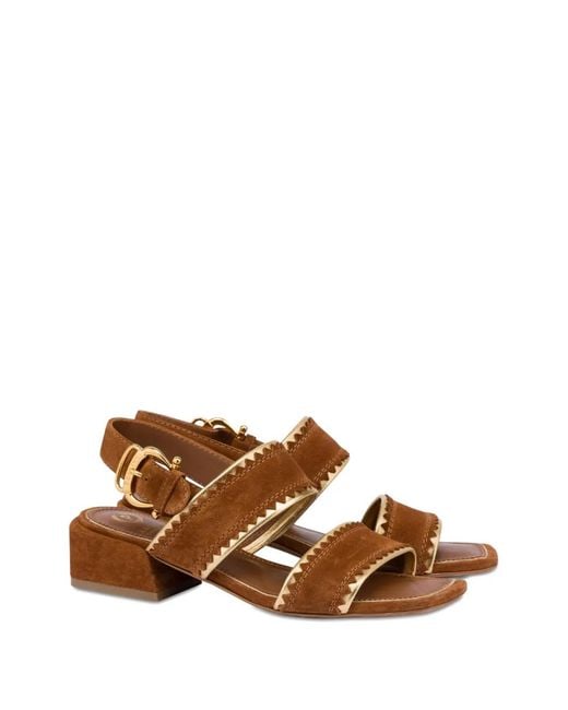 Pollini Brown Slingback Heeled Sandals