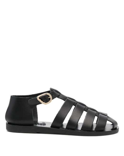Ancient Greek Sandals Black Homeria Leather Sandals