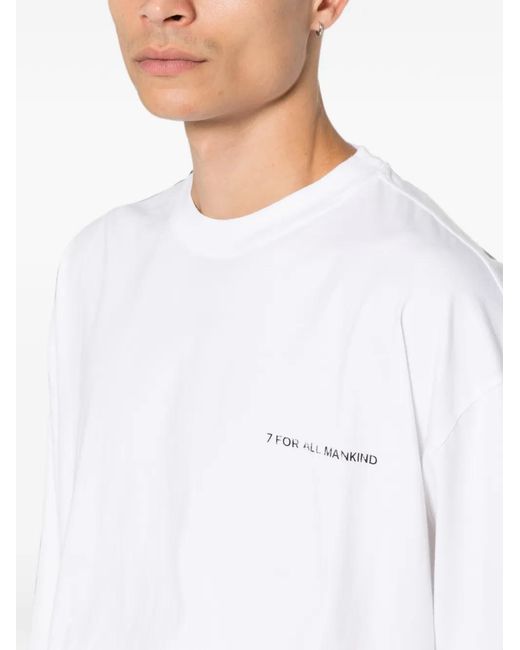 7 For All Mankind White Graphic-Print Long-Sleeve T-Shirt for men