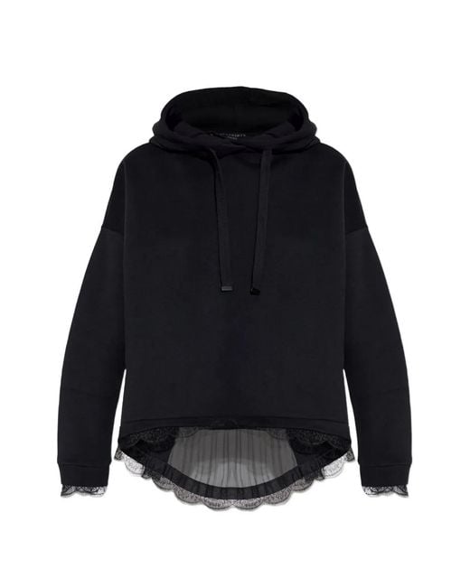 AllSaints Blue Lace-Trim Hoodie
