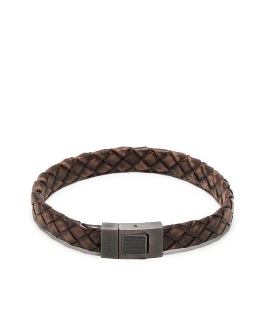 Tateossian Brown Carbon Woven Bracelet for men