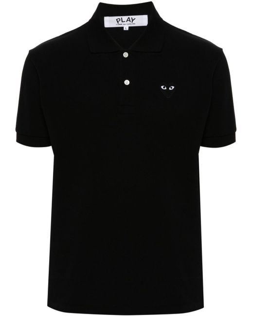 COMME DES GARÇONS PLAY Black Heart-patch Cotton Polo Shirt for men
