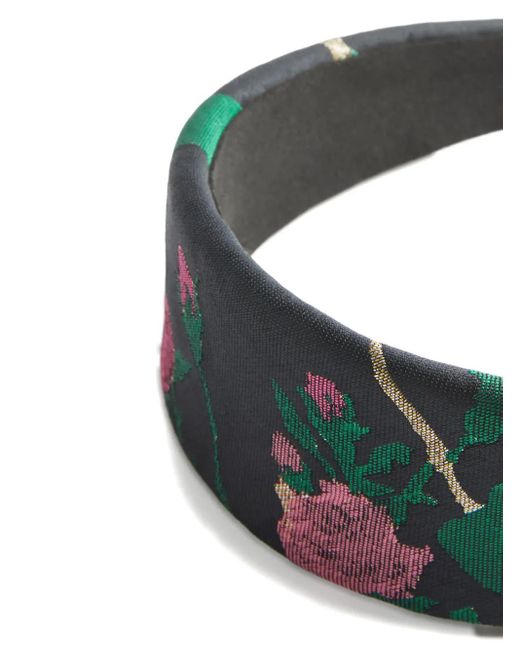 LaDoubleJ Black Floral-Jacquard Flat Headband