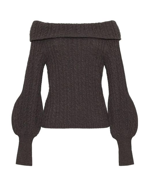 Cara Cara Black Cable-Knit Off-The-Shoulder Sweater