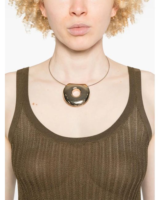 Helmut Lang Brown Geripptes Tanktop Aus Pointelle