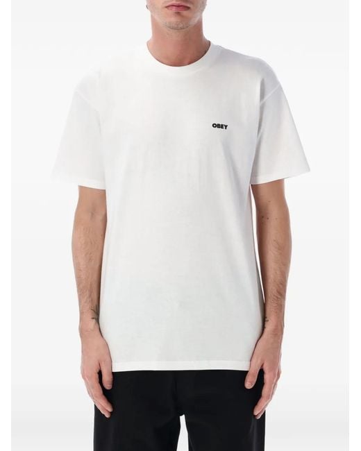 Obey White Watching T-Shirt for men
