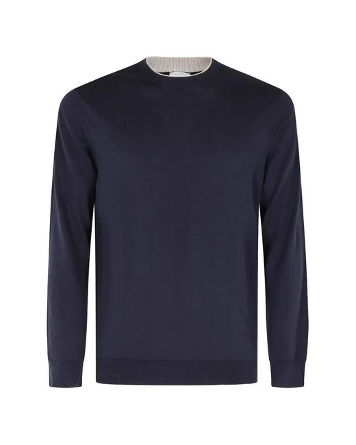 Eleventy Blue Crew-Neck Long-Sleeve Sweater for men