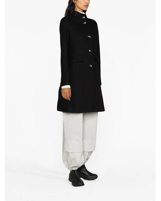 Herno Black Stylish Wool Blend Coat
