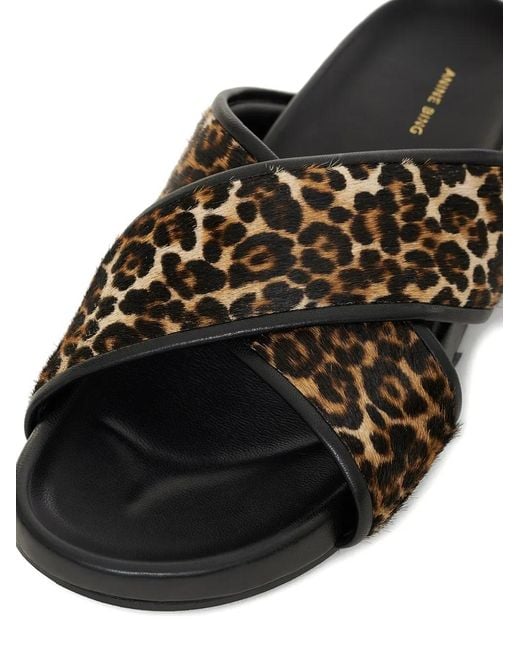 Anine Bing Black Emi Leopard-Print Sandals